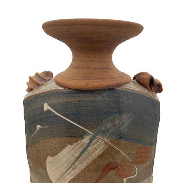 Late 20th Century Brutalist Terracotta Sculptural Vase With Relief Faces For Sale - Image 11 of 18