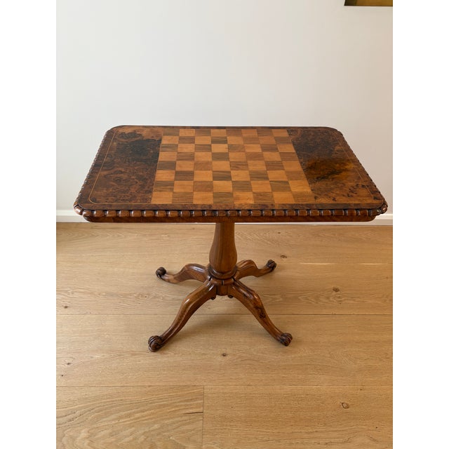 Antique English Burled Walnut Chess Table, Circa 1870. For Sale - Image 4 of 7