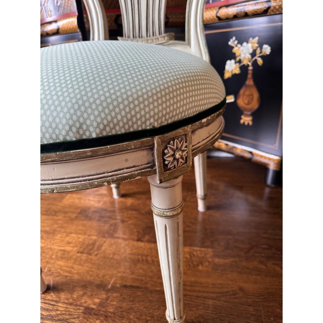 Green Vintage Louis XVI Montgolfier Painted Chair For Sale - Image 8 of 8