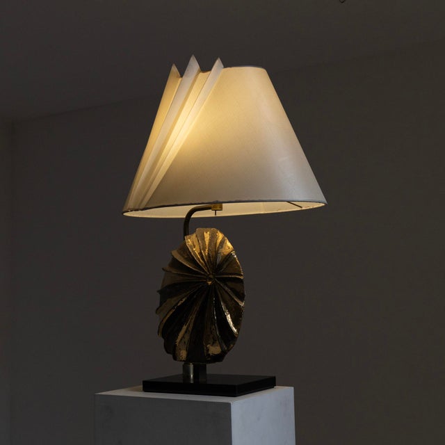 Golden Ceramic Table Lamp, 1960s For Sale - Image 10 of 12