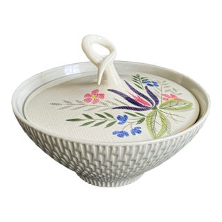 Red Wing Pottery Country Garden Decorative Bowl Casserole Serving Dish With Lid MCM Attributed For Sale