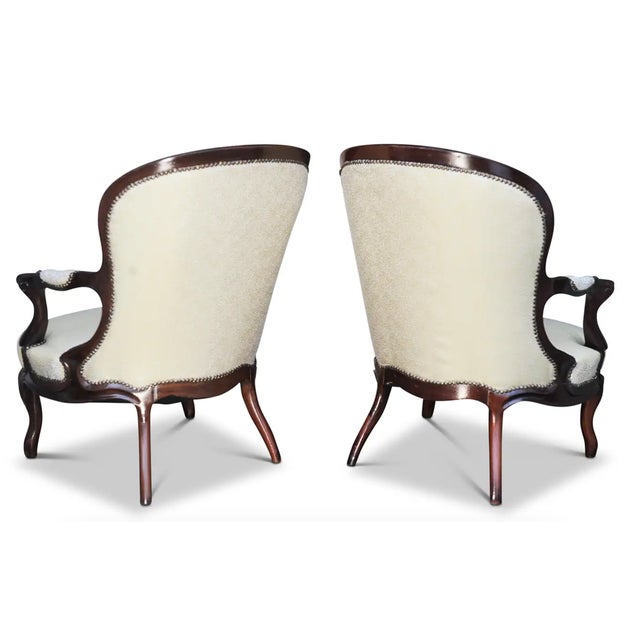 Set of Victorian Mahogany Framed Open Armchairs For Sale - Image 3 of 7