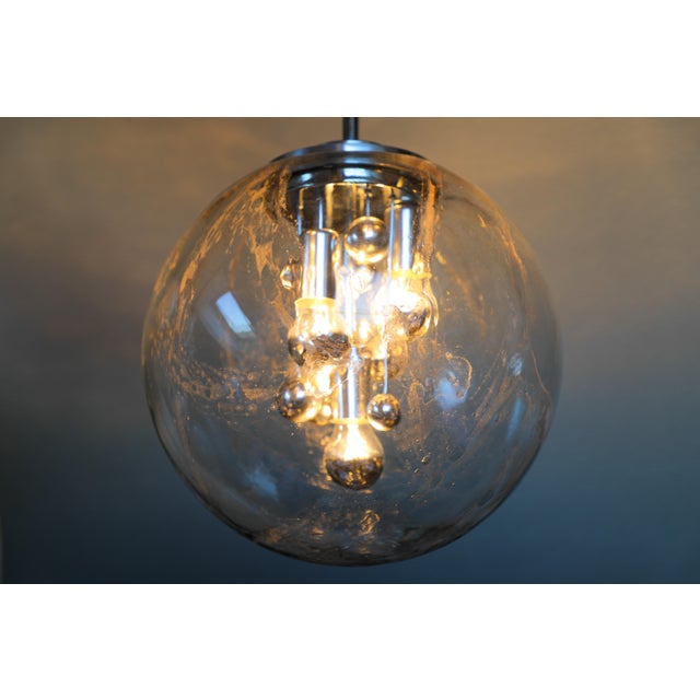 Vintage Smoked Glass Bubble Globe Pendant Light from Doria Leuchten, 1970s For Sale - Image 14 of 18