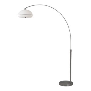 1960s Nova of California Morelli Nickel Floor Lamp - Mid Century, Oval Lucite Shade, Black Nickel Finish, Modern Fixure Lamp For Sale