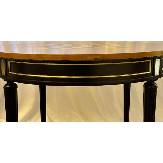 Brown Hollywood Regency Ebony Game, Card Table, Louis XVI Style, Bronze Mounted For Sale - Image 8 of 13