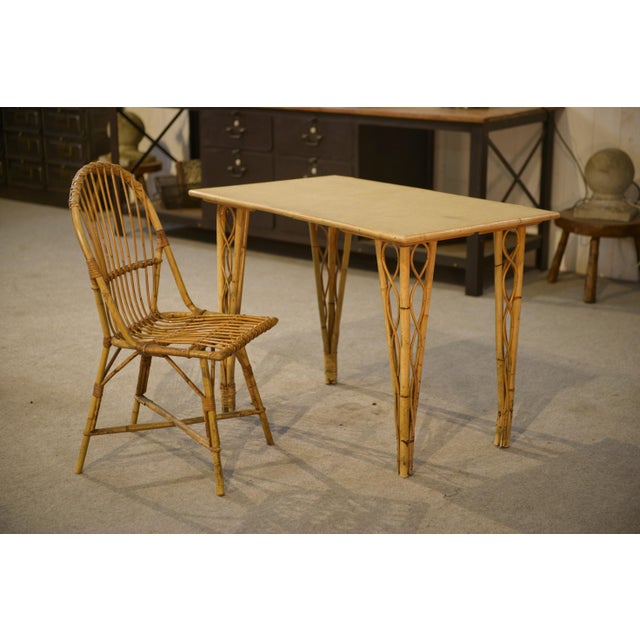 Desk and Rattan Chair, 1970s, Set of 2 For Sale - Image 12 of 12