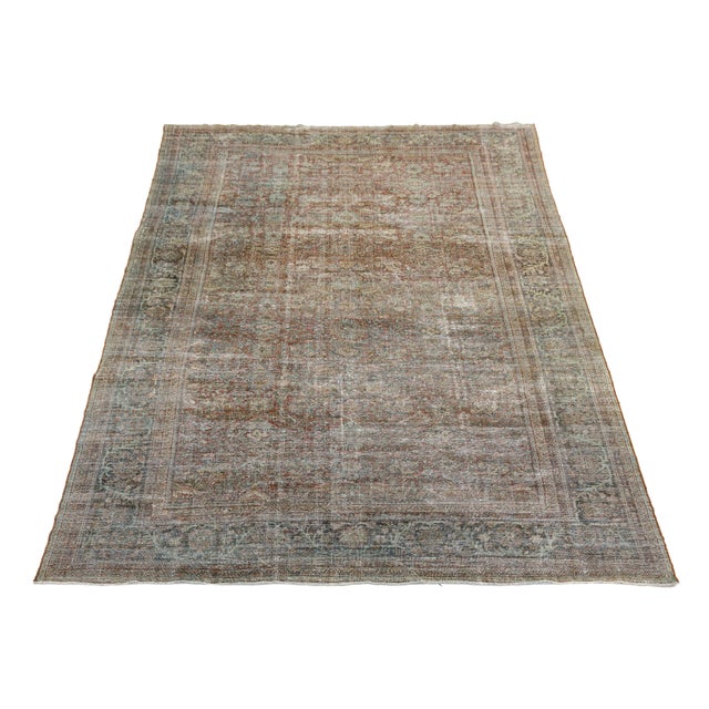 Antique Mahal Wool Rug With Muted Terracotta & Sage Palette For Sale - Image 11 of 11