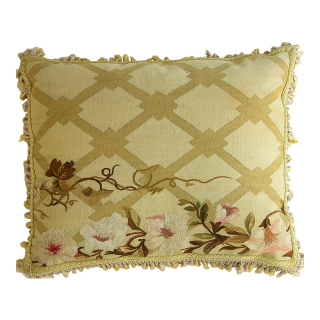 Circa 1850 Antique French Aubusson Tapestry Pillow For Sale