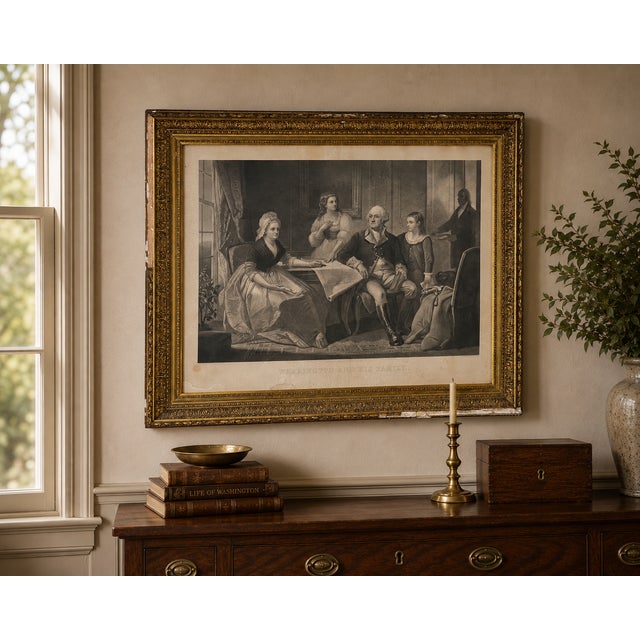 This impressive antique engraving, titled "Washington and His Family," was engraved by the noted American engraver William...