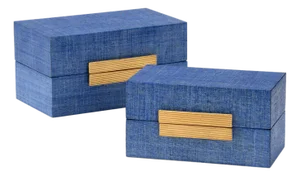 Raffia Boxes - Blueberry, Set of 2