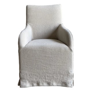 Jess Slip Covered Natural Hemp Dining Chairs Oak Legs or Antique Brass Casters For Sale