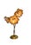 A particularly decorative and vibrant table lamp from the 1960s, featuring an elegant bouquet of three flowers on a brass-...