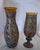 Art Nouveau Pair of Antique Bohemian Amber Glass Vases With Elaborate Silver-Plated Filigree & Imperial Double-Headed Eagle Mounts (C. 1900) For Sale - Image 3 of 12
