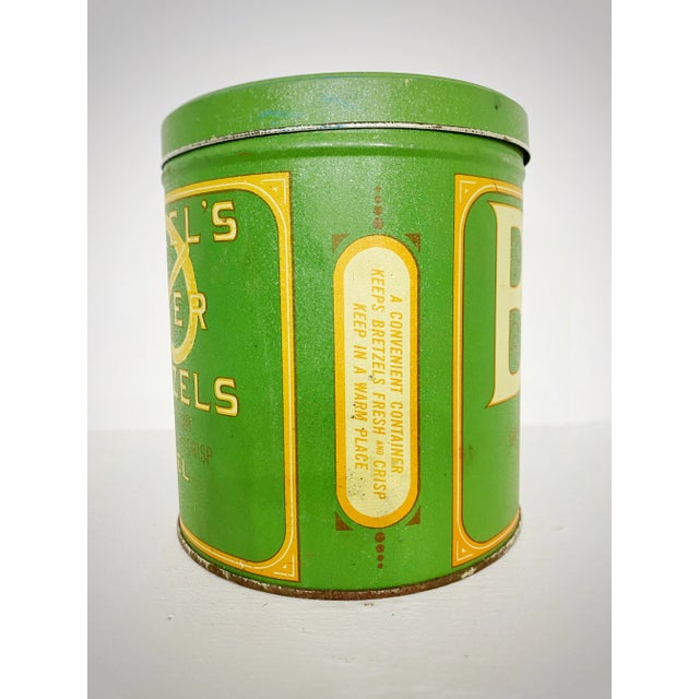 1940s Benzel’s Butter Bretzels Snack Vintage Advertising Tin For Sale - Image 5 of 6