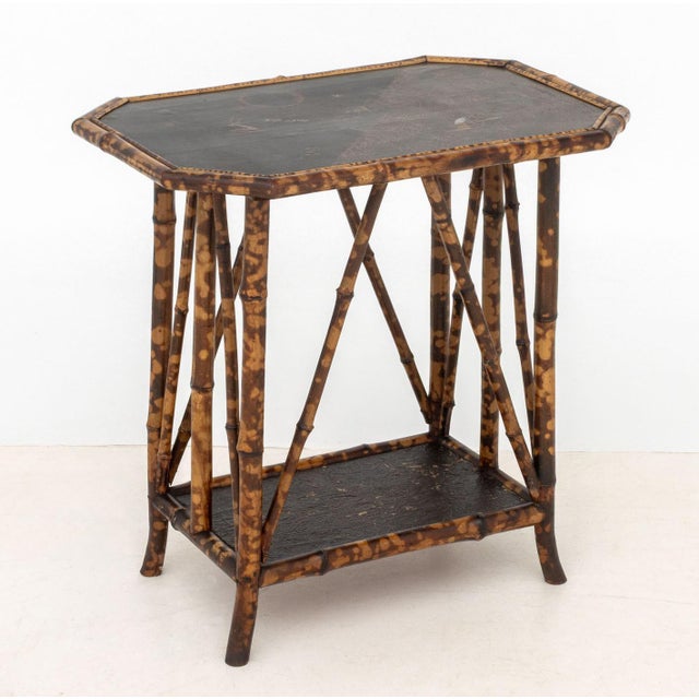 Chinoiserie Lacquered Bamboo Two-Tier Side Table For Sale - Image 9 of 9