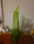 Mid-Century Modern Vintage l.e. Smith Avocado Green Pedestal Swung Vase 16.5" MCM Simplicity Uv Reactive For Sale - Image 3 of 6