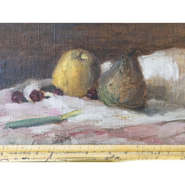 Rustic European Ironstone Vase With Poppies, Pears Painting - Still Life, Oil on Canvas For Sale - Image 3 of 12