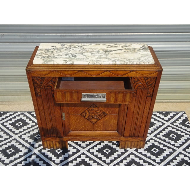 Art Deco Sideboard in Oak and Marble, 1930s For Sale - Image 12 of 18