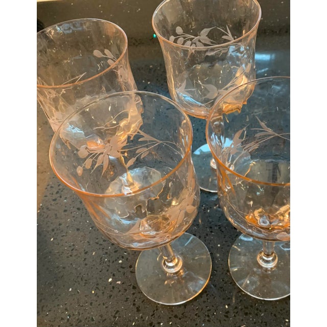 Mid-Century Modern 1940s Pink Depression Wine Glasses- Set of 4 For Sale - Image 3 of 3
