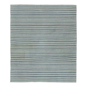 Vintage Shahsavan Persian Jajim Kilim in Blue and White Stripes by Rug & Kilim