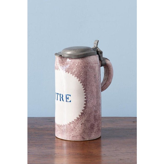 Spongeware Manganese Pewter-Mounted Beer Stein from Brussels Faience, 1800s For Sale - Image 10 of 10