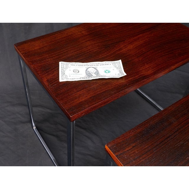 Herman Miller Rosewood Tops Chrome Base Mid Century Modern Nesting Side End Tables - Set of 3 For Sale - Image 4 of 11