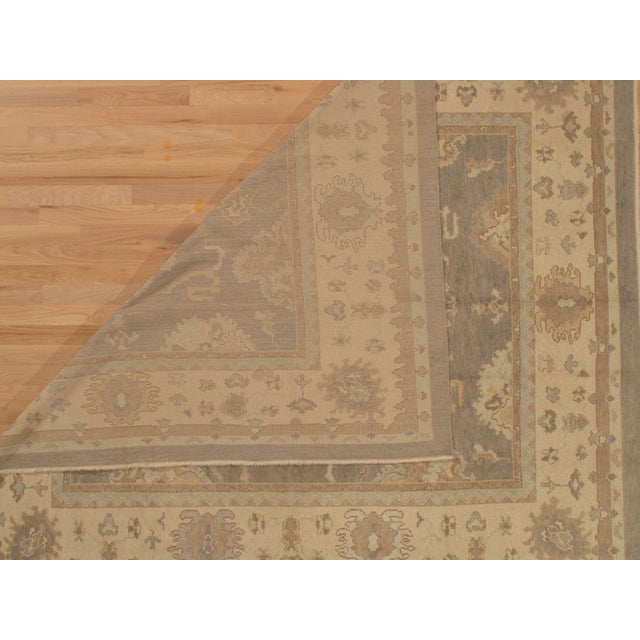 Vintage Oushak Carpet, Oriental Rug, Handmade Grey, Ivory, Saffron For Sale - Image 9 of 12