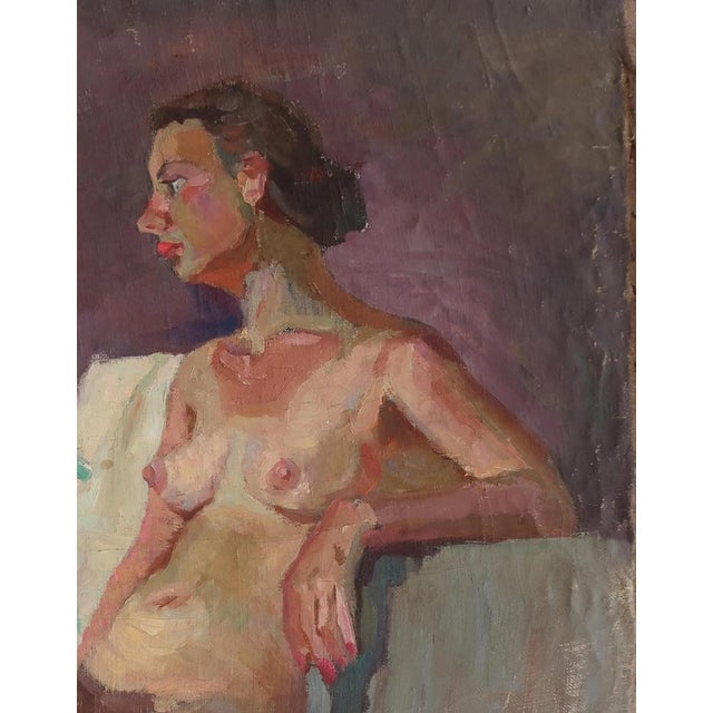 Realism Vintage Erotic Nude Oil Painting, Ukrainian Artist Sokolovsky, 1960s 78-60 For Sale - Image 3 of 6