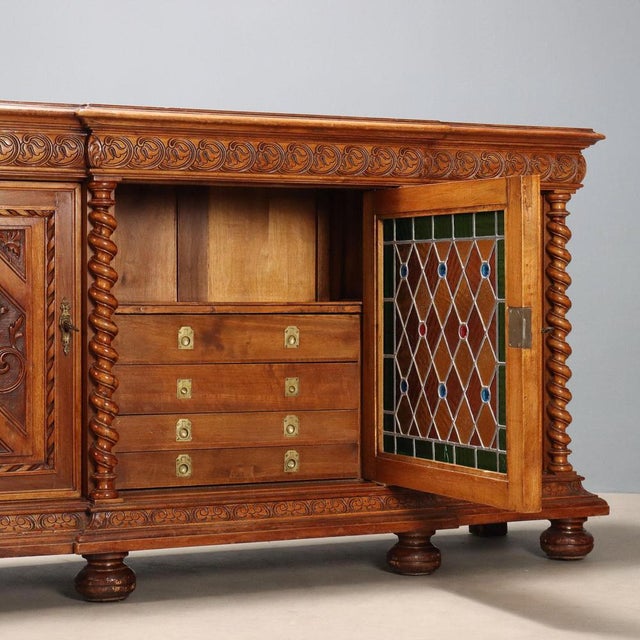 Neo-Baroque Style Walnut Credenza For Sale - Image 4 of 14
