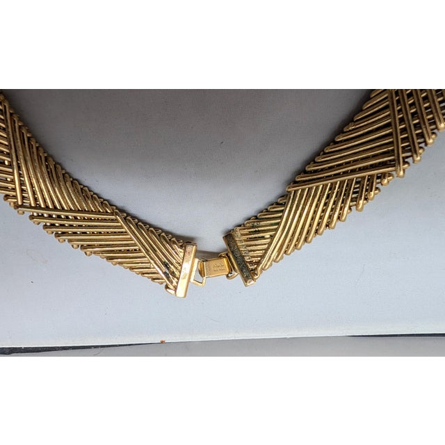 Gold Vintage Signed Napier Goldtone Collar Necklace For Sale - Image 8 of 8