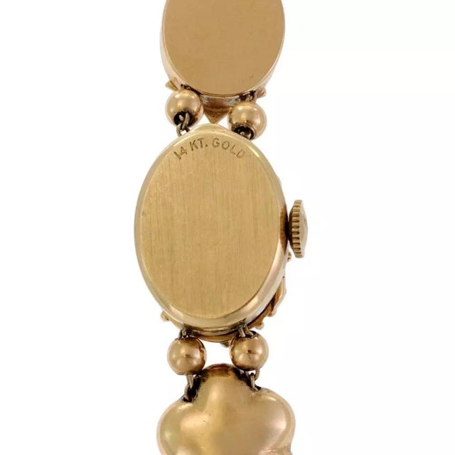 Contemporary Estate Diamond Pearls Gems Hidden Watch Slide Charms 14k Gold Bracelet For Sale - Image 3 of 6