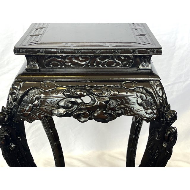 Early 20th Century Antique Asian Carved Rosewood Jardiniere/ Plant Stand For Sale - Image 5 of 12