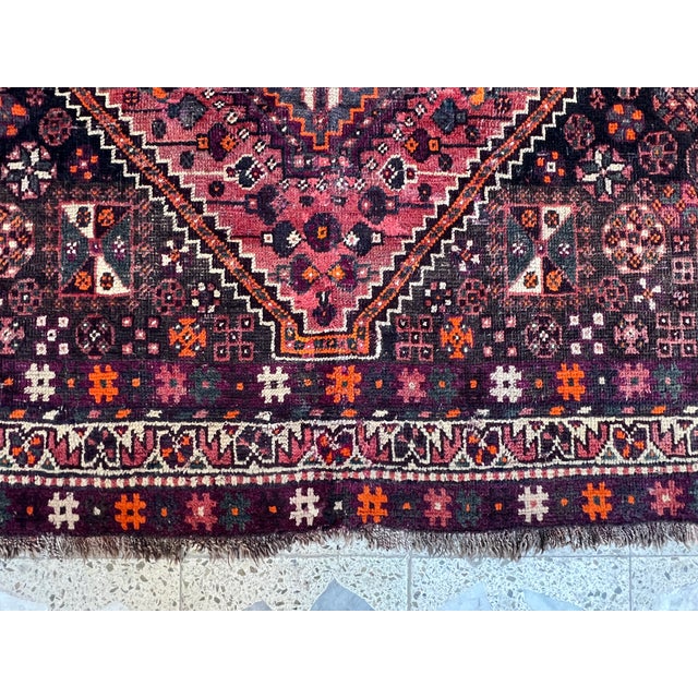 Red Qashqai Tribal Hand-Knotted Wool Rug - 6'6" X 8'1" For Sale - Image 9 of 15