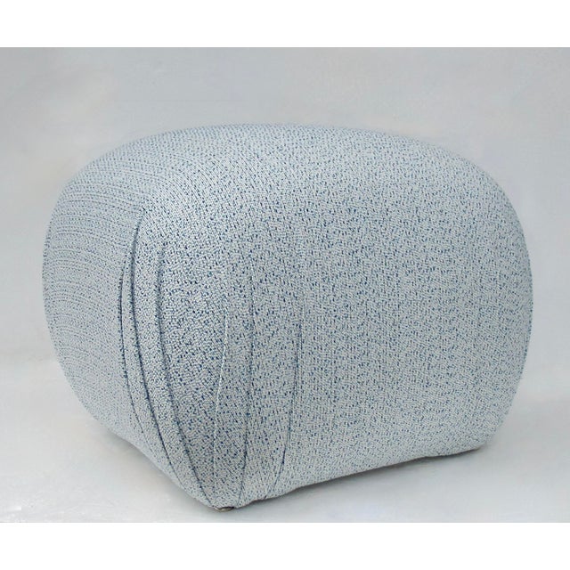 Textile C. 1980's Post-Modern Sherrill Furniture Pouf Ottoman/Stool With a Linear Boucle Textile For Sale - Image 7 of 18