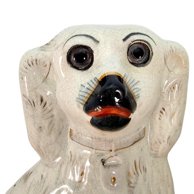 Circa 1870-1890 Victorian Staffordshire Glass-Eye Spaniel Mantel Dogs, Pair For Sale In San Francisco - Image 6 of 15
