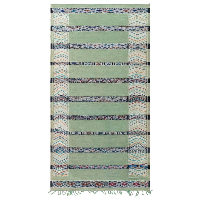 Doris Leslie Blau Vintage Moroccan Green Tribal Rug For Sale