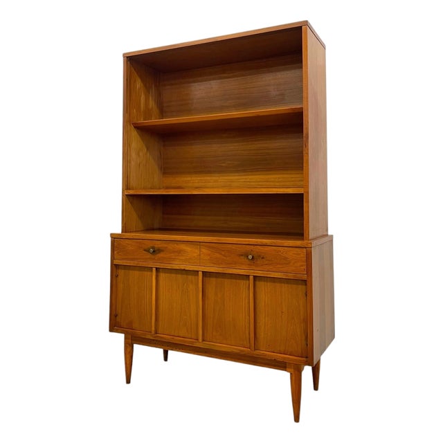 Vintage Mid Century Modern Hutch Bookcase Cabinet For Sale