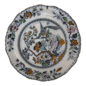 Antique, Early. 20th Century Ashworth Bros Hanley England Ironstone Chinoiserie Bird and Flower Plate
