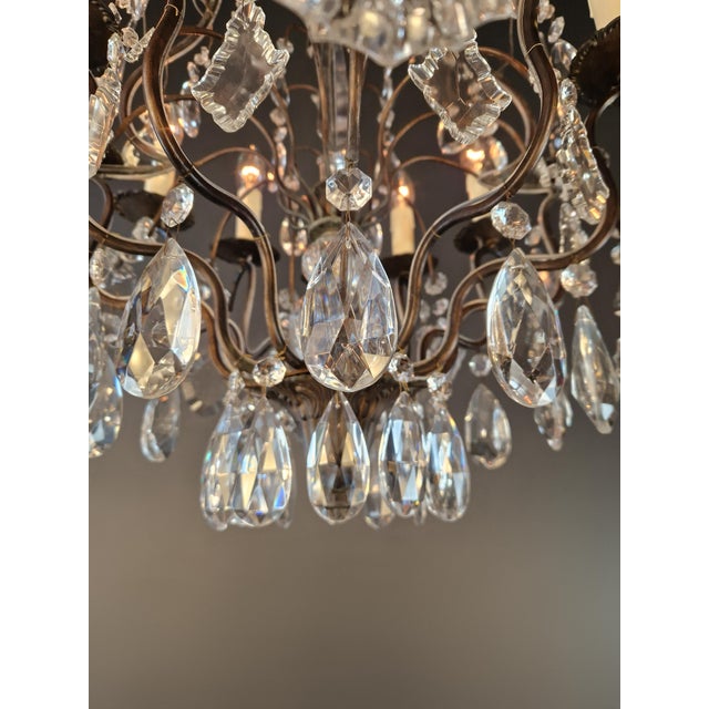 Metal Antique French Napoleon III Brass Crystal Chandelier Gothic Style 6 Lights For Sale - Image 7 of 10