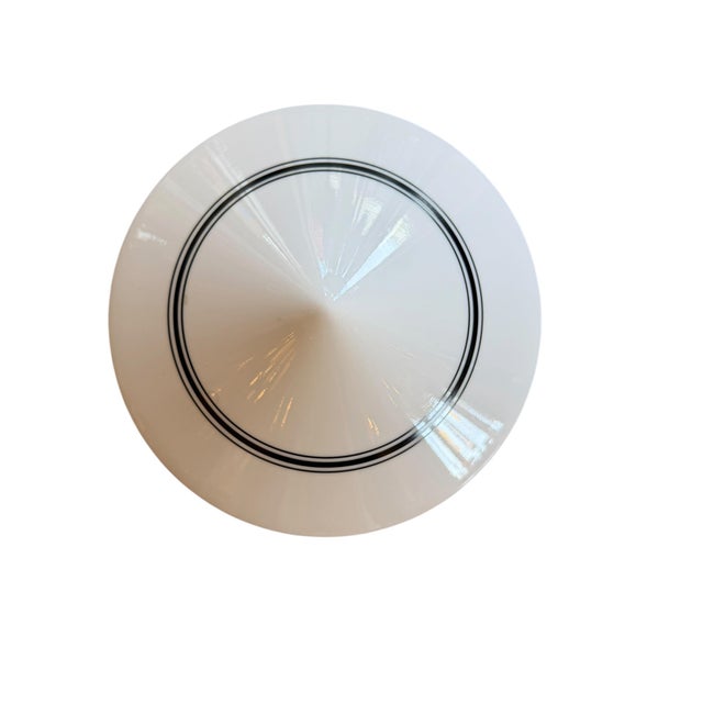 Mid-Century Modern Vintage Mid-Century Modern Milk Glass Ceiling Light With Black Pinstripe For Sale - Image 3 of 4