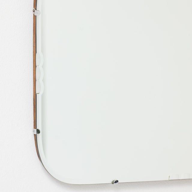 Wood French Rounded Mirror with Visible Clips and Patina, 1940s For Sale - Image 7 of 16