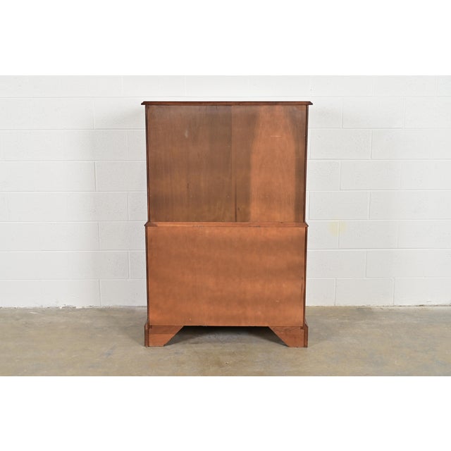 Henkel Harris Georgian Solid Cherry Wood Gentleman's Chest, 1970s For Sale - Image 12 of 13