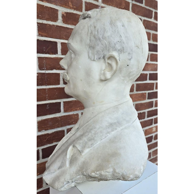 Late 19th Century Antique French Signed Felix Desruelles Marble Bust Sculpture Hand Carved Life Size For Sale - Image 5 of 7