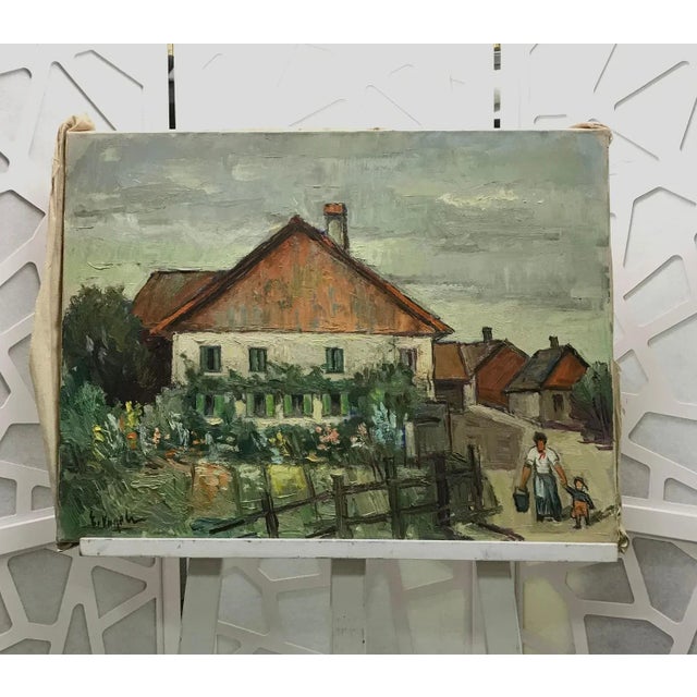 Ernest Voegeli, Family House, Oil on Canvas, in Very Good conditions. This piece is attributed to the mentioned...