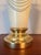 Vintage Hollywood Regency Brass & Cream Ceramic Drape Table Lamps - A Pair For Sale In Miami - Image 6 of 12
