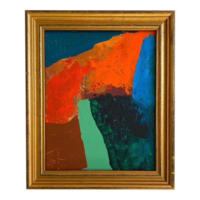 "Orange and Teal" 2024 Framed Painting by Jessalin Beutler For Sale