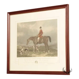 Antique English 'Mr. Charles Davis on the Traverse' Colored Engraving by Edward Hacker