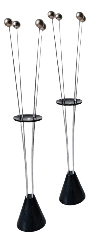Pair of 1980s Industrial Danish Post Modern Memphis Adjustable Candle Holders Netherlands