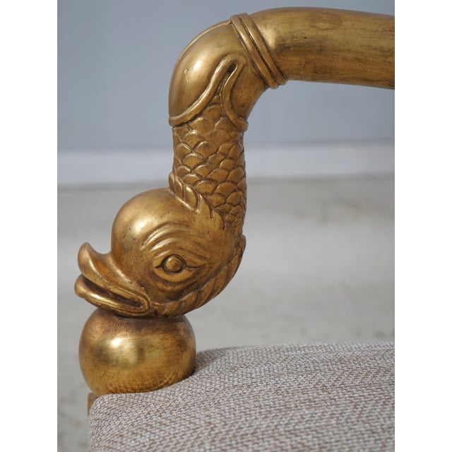 Pair of Neoclassical Gilt Gold Dolphin Open Armchairs For Sale - Image 11 of 18