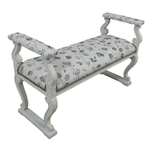 Baroque Style Painted Finish Upholstered Bench